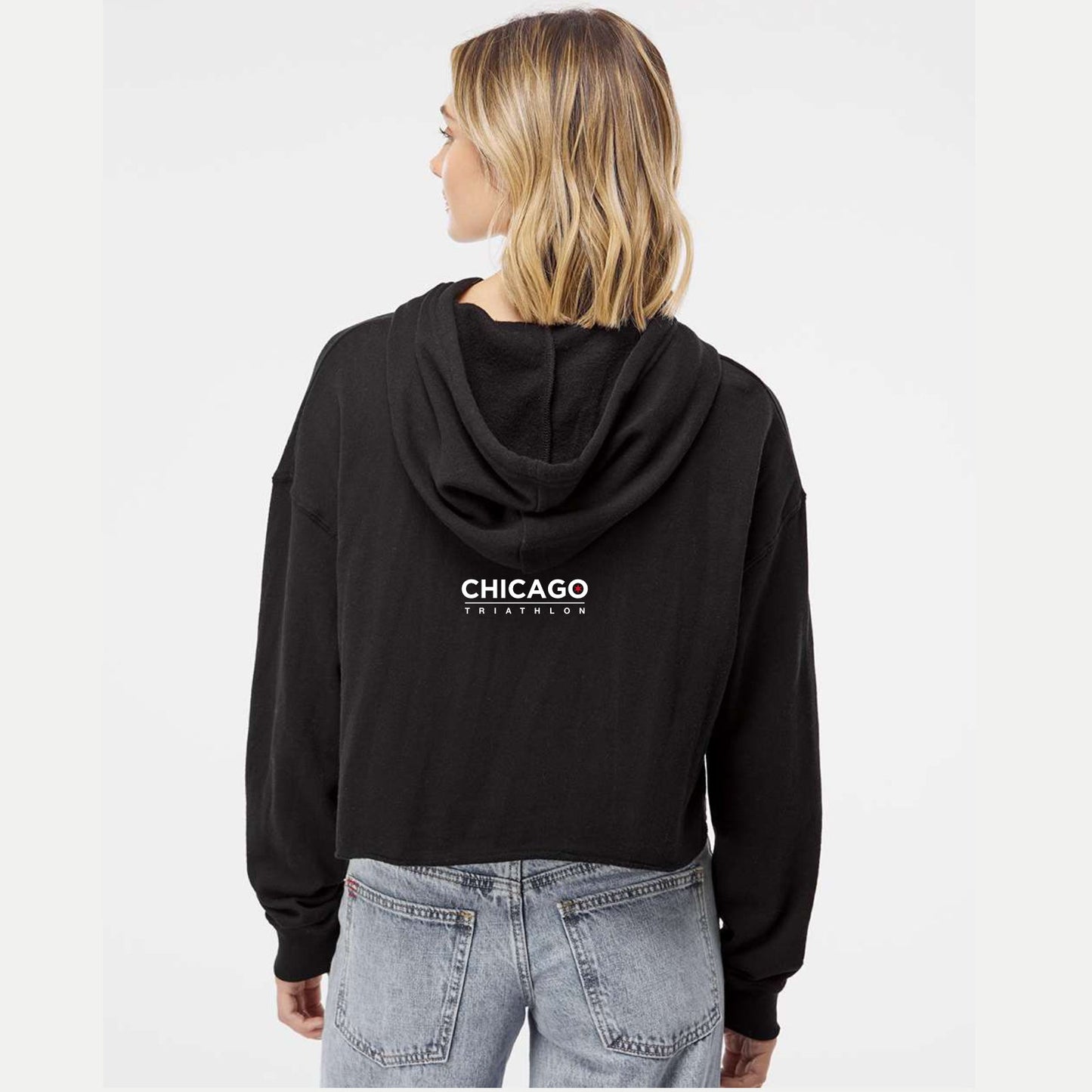 CHI TRI Women's Fleece Crop Hoody -Black- Skyline