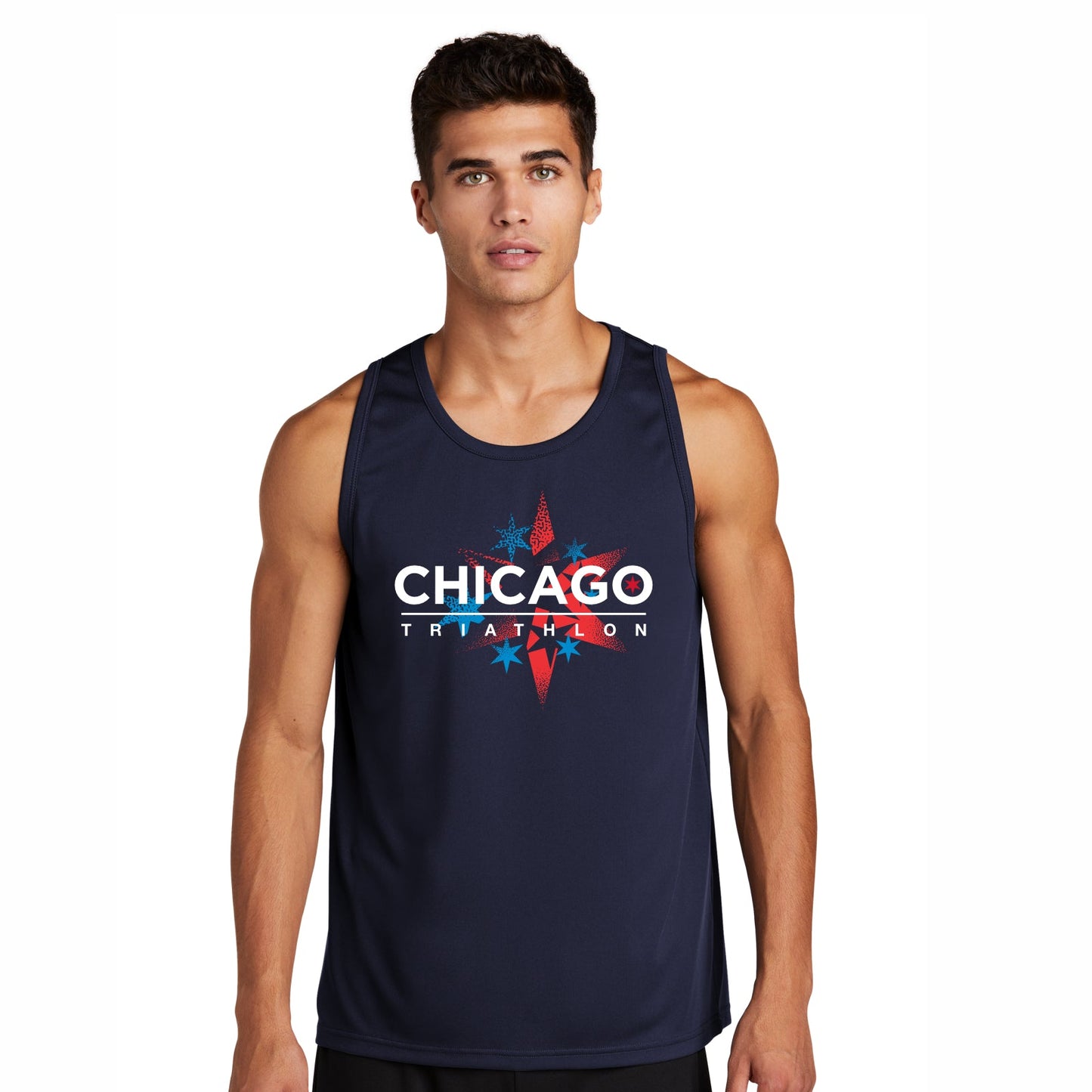 CHI TRI Men's Tech Tank -Navy- Course