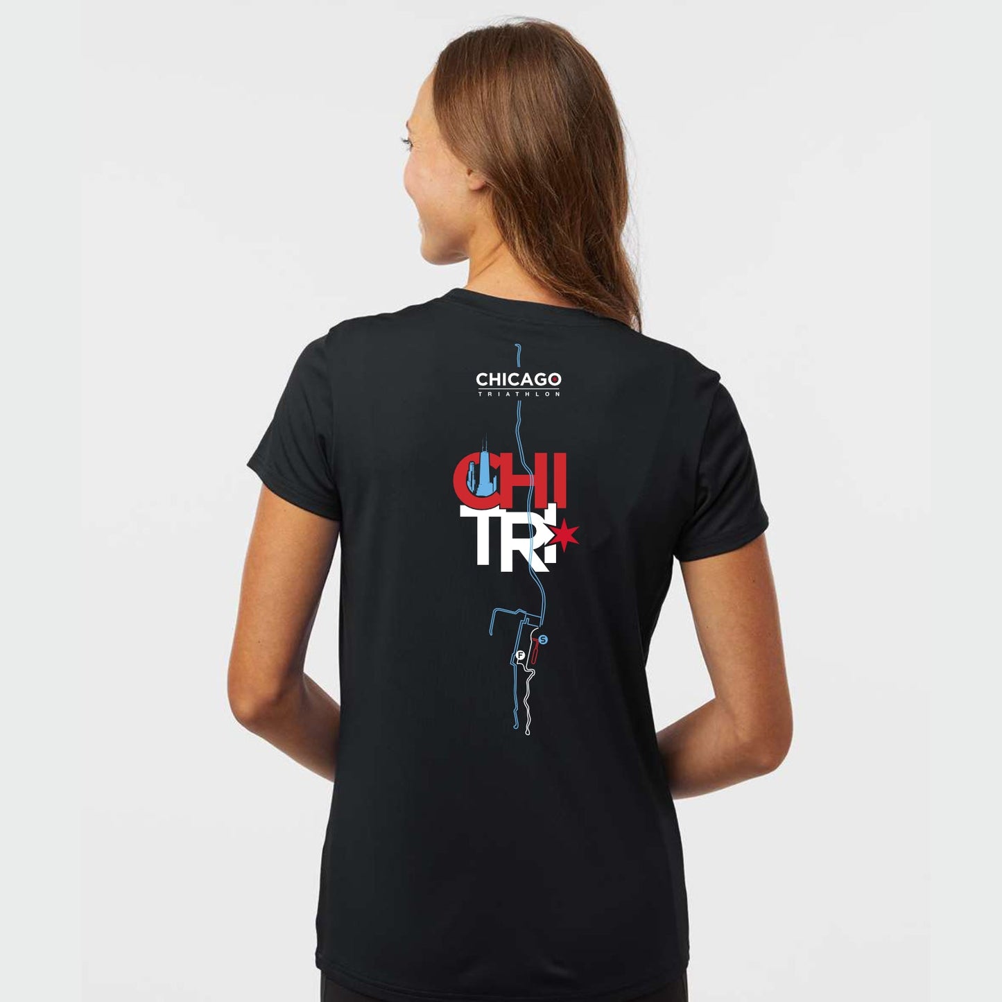 CHI TRI Women's Tech UPF Tee -Black- Course
