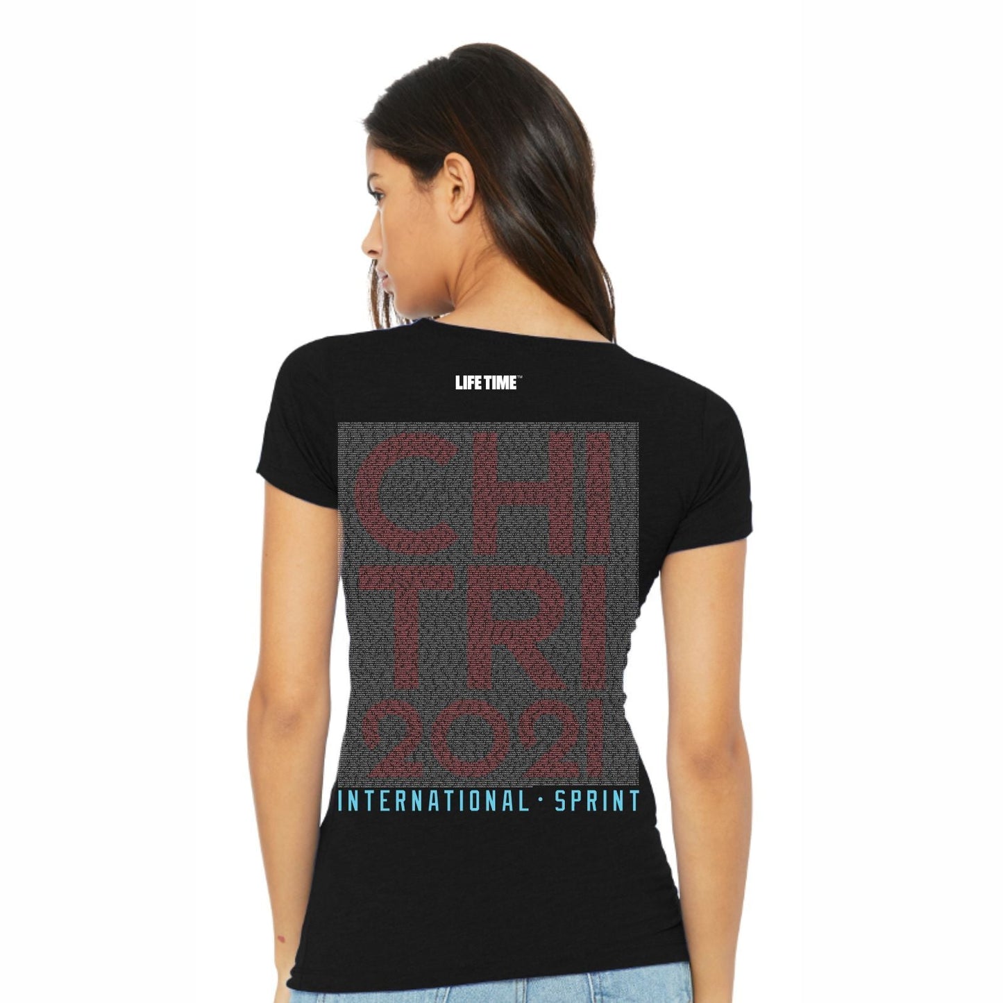 CHI TRI Finisher 2021 Names Women's Fashion SS Scoop-Neck Tee - Black