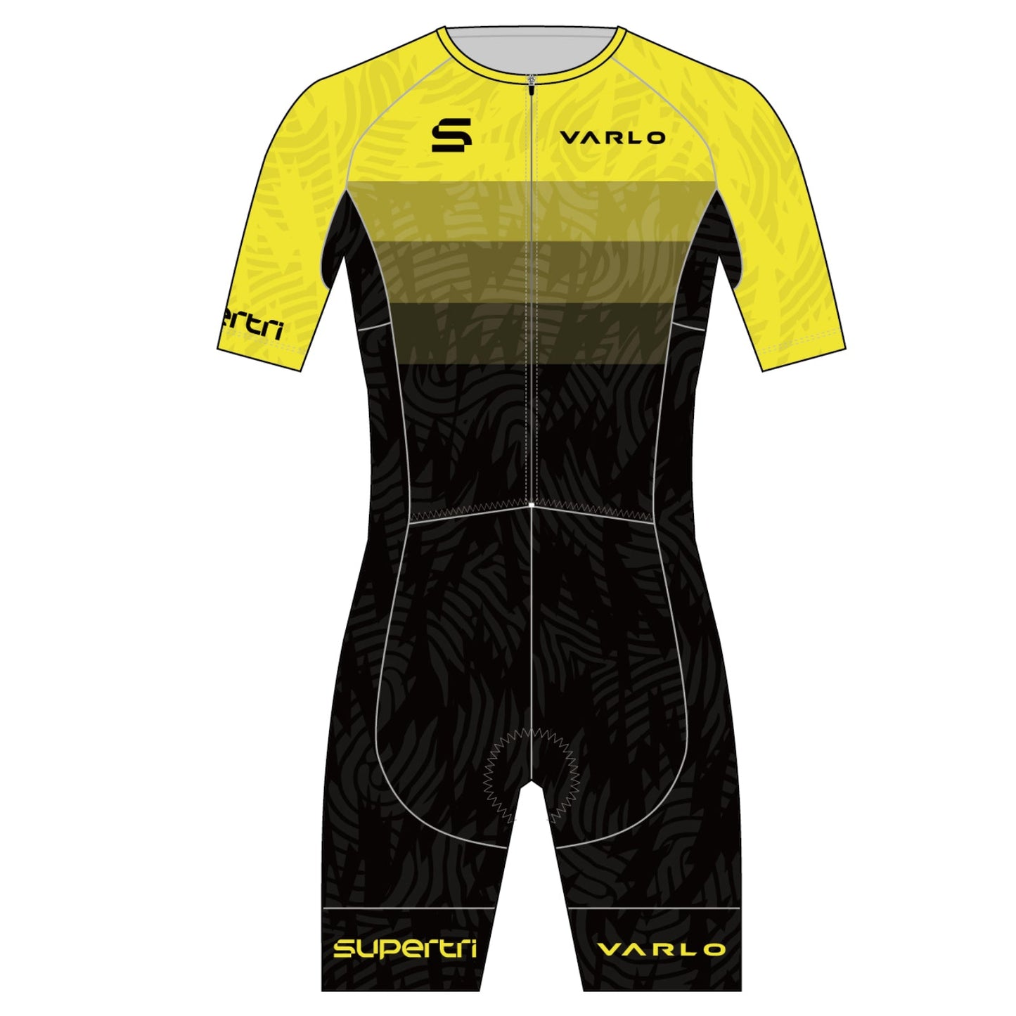 Supertri Men's Mezza SS Full Zip Tri-Suit -Black/Yellow