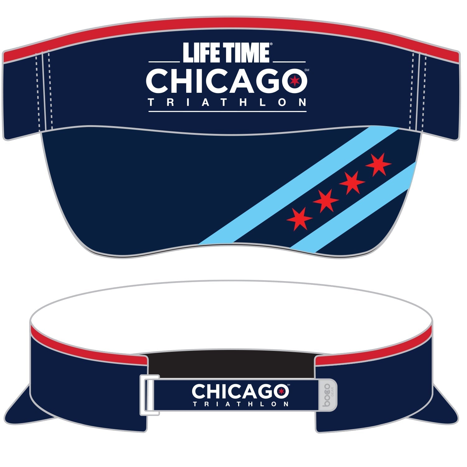 CHI TRI Visor - Tech Velcro - Navy - Stripe