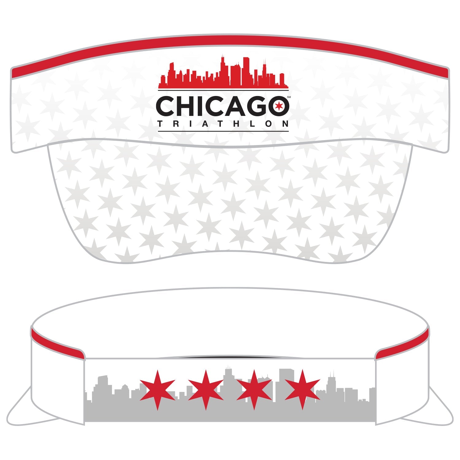 CHI TRI Visor - Tech Elastic - White - Stars