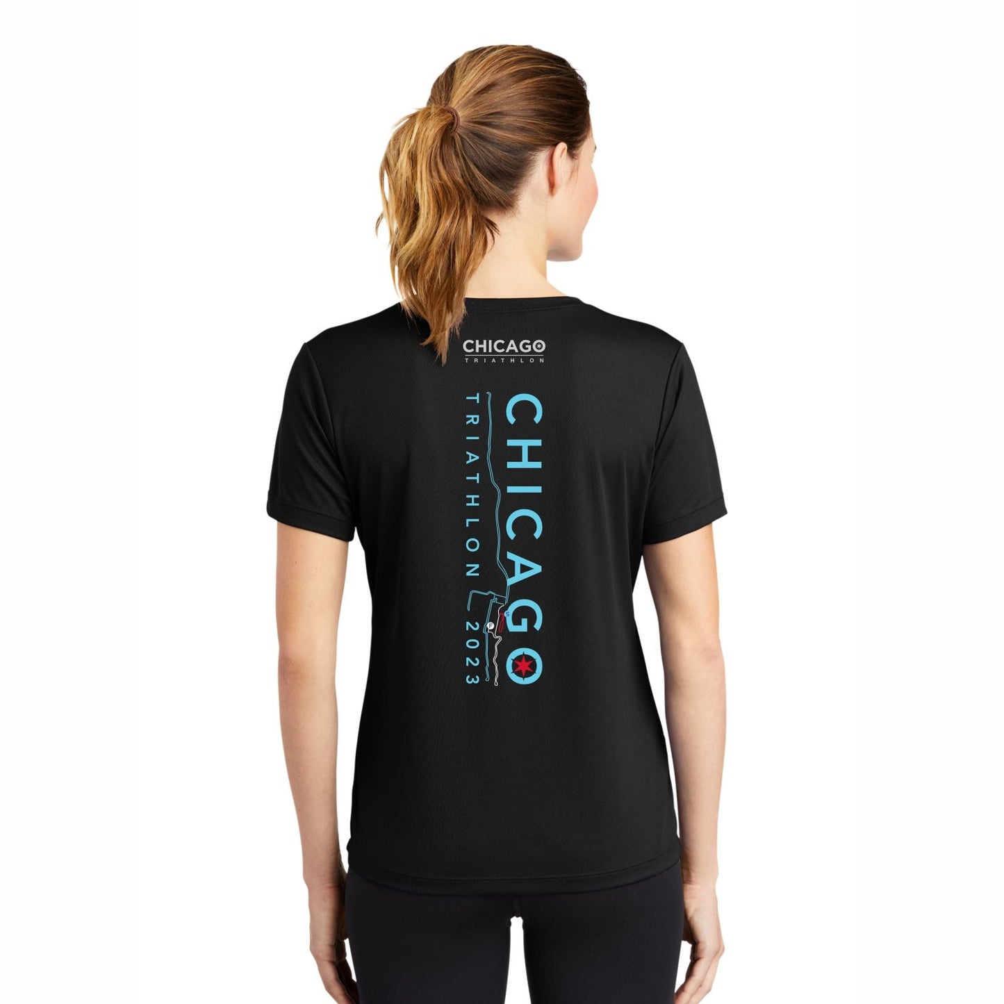 CHI TRI Women's Tech V-Neck Tee -Black- 2023 Course