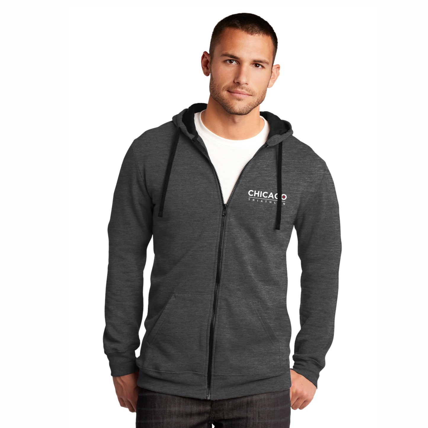 CHI TRI Fleece Zip Hoody -Heather Charcoal- Embroidery