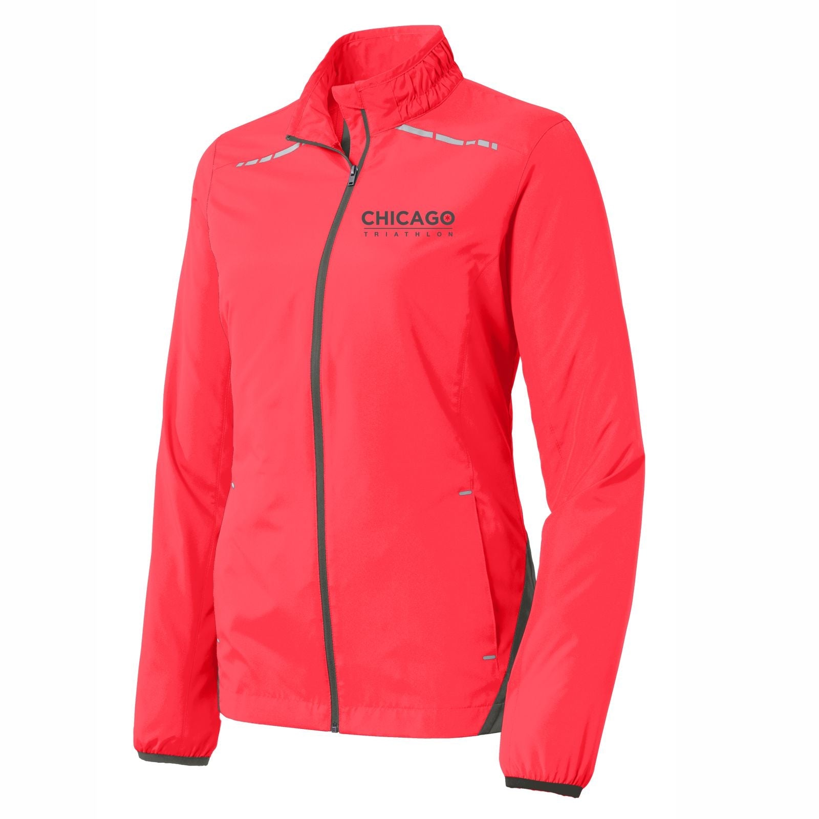 CHI TRI Women's Zip Windbreaker -Coral- Embroidery