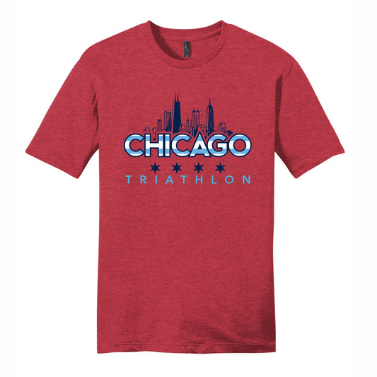 CHI TRI Adult USA Cotton Tee -Red Heather- Skyline