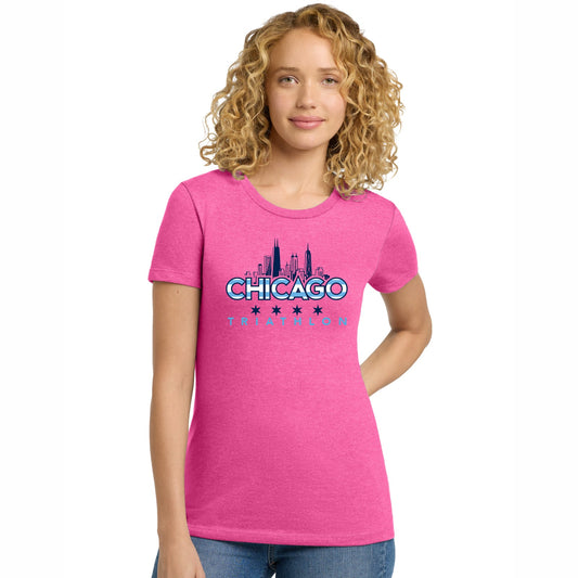 CHI TRI Women's Fashion Tee -Hot Pink- Skyline