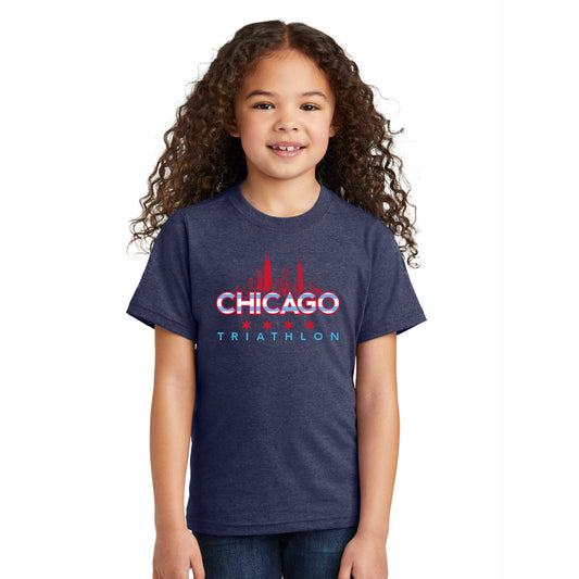 CHI TRI Youth Triblend Tee -Navy Heather- Skyline