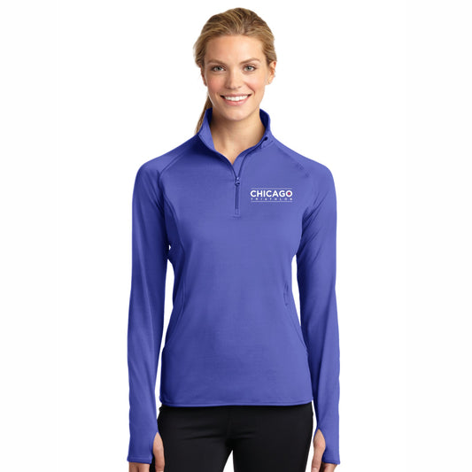 CHI TRI Women's Tech 1/4 Zip -Iris- Embroidery