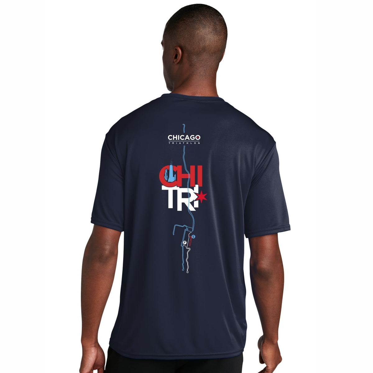 CHI TRI Men's Tech UPF50 Tee -Navy- Course