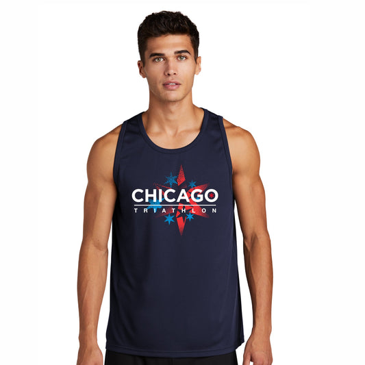 CHI TRI Men's Tech Tank -Navy- Course