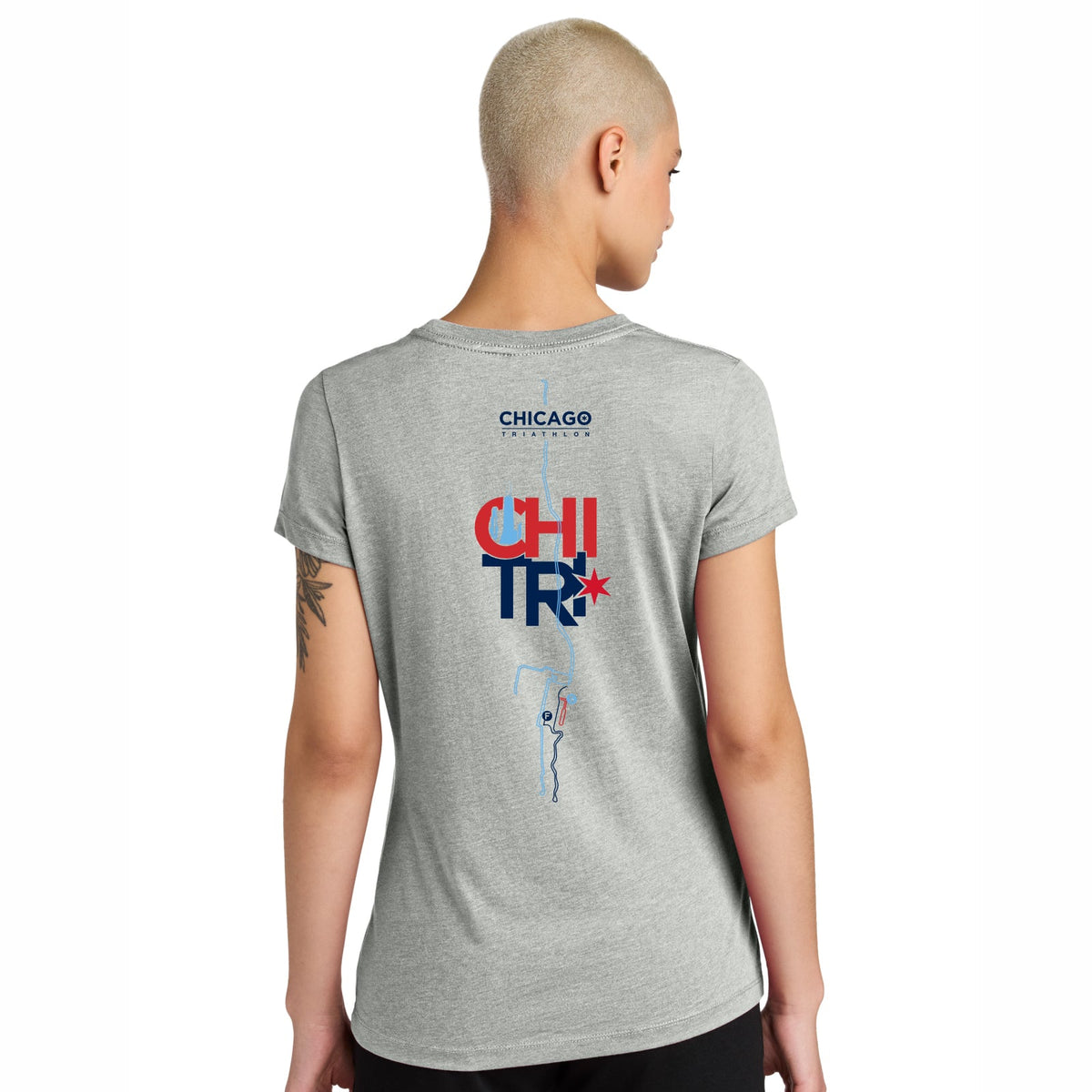 CHI TRI Women's Fashion Tee -Grey Heather- Course