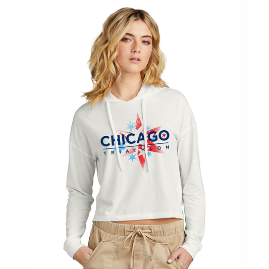 CHI TRI Women's Midi Hooded Tee -Natural- Stars