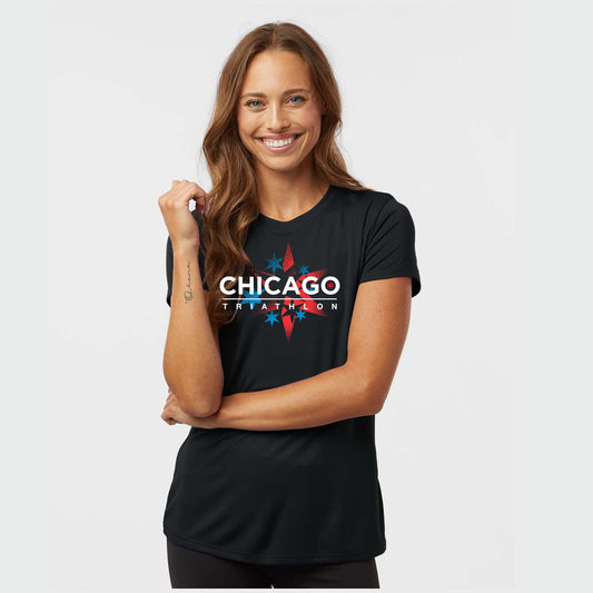 CHI TRI Women's Tech UPF Tee -Black- Course
