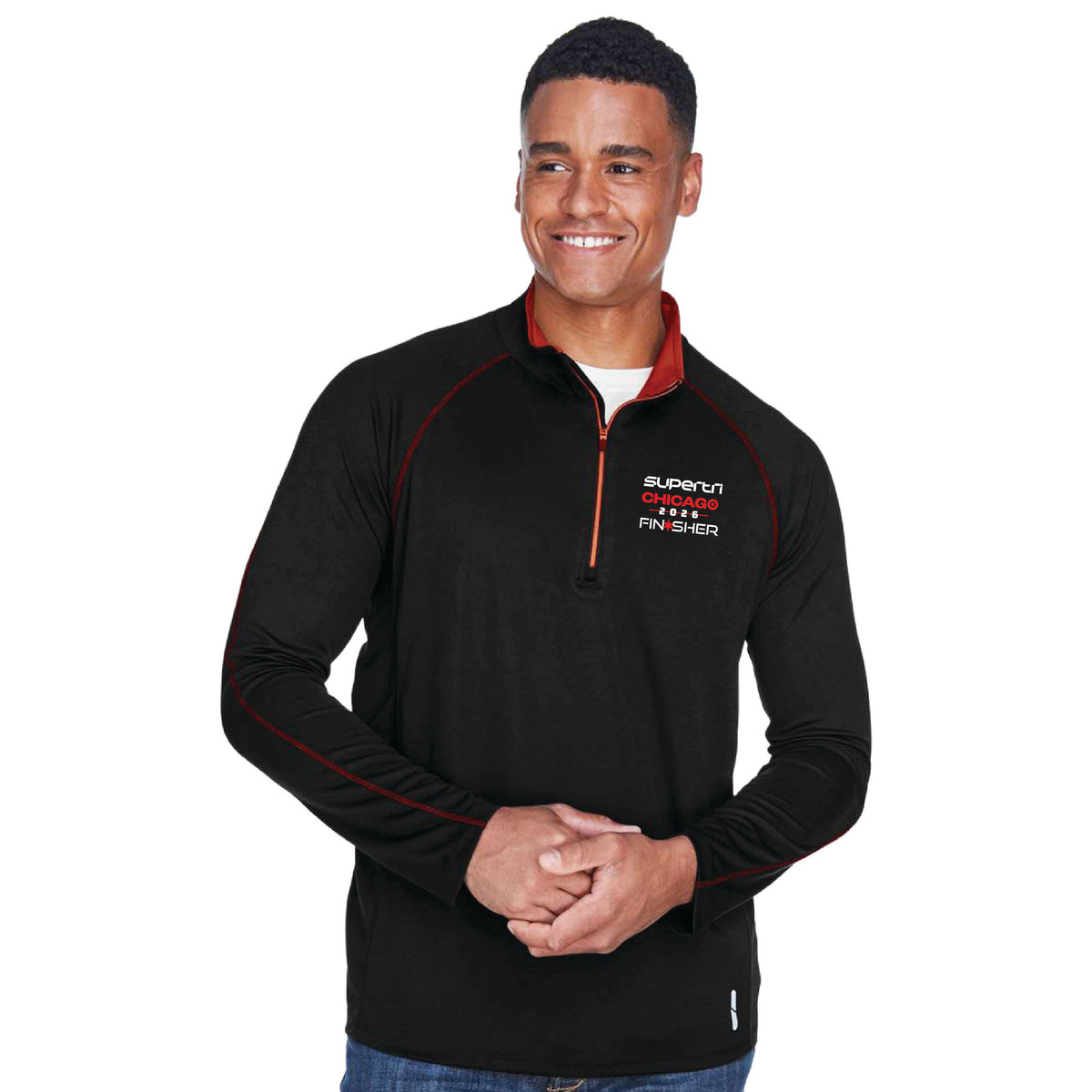 CT Men's Tech 1/2 Zip -Black/Red- 2026 Finisher Embr.