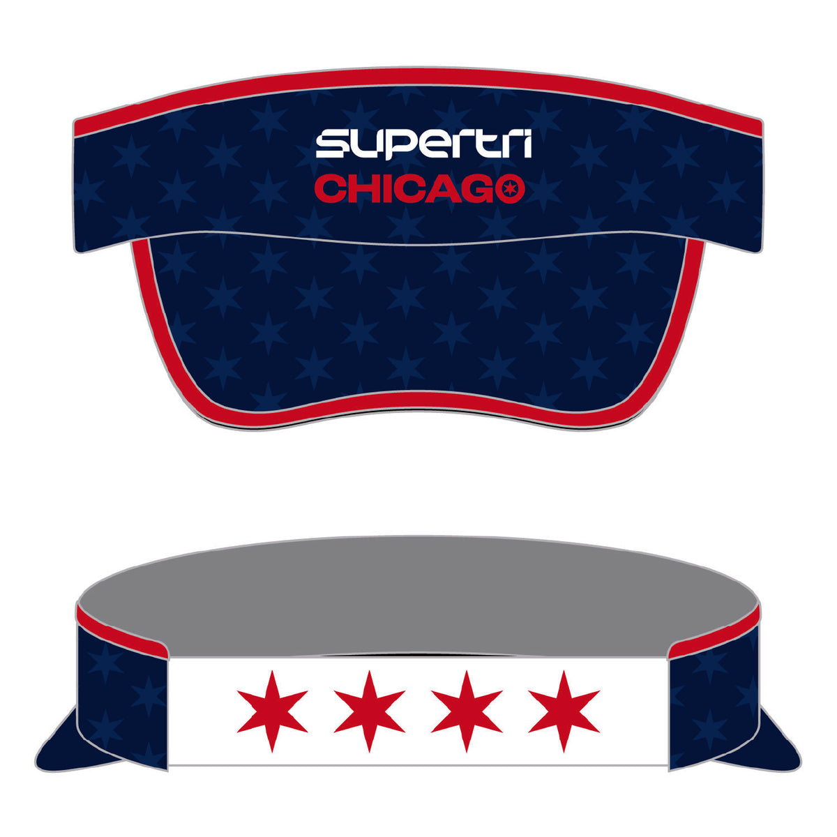 CT Visor -Navy/Red Tech Elastic- Logo