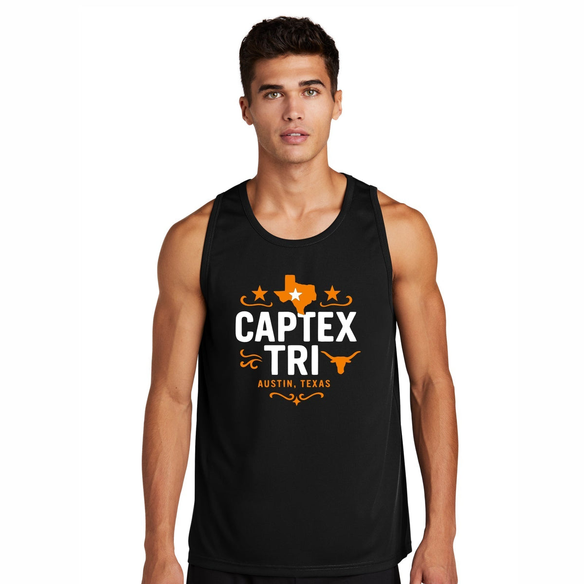 Captex Men's Tech Tank -Black- Longhorn