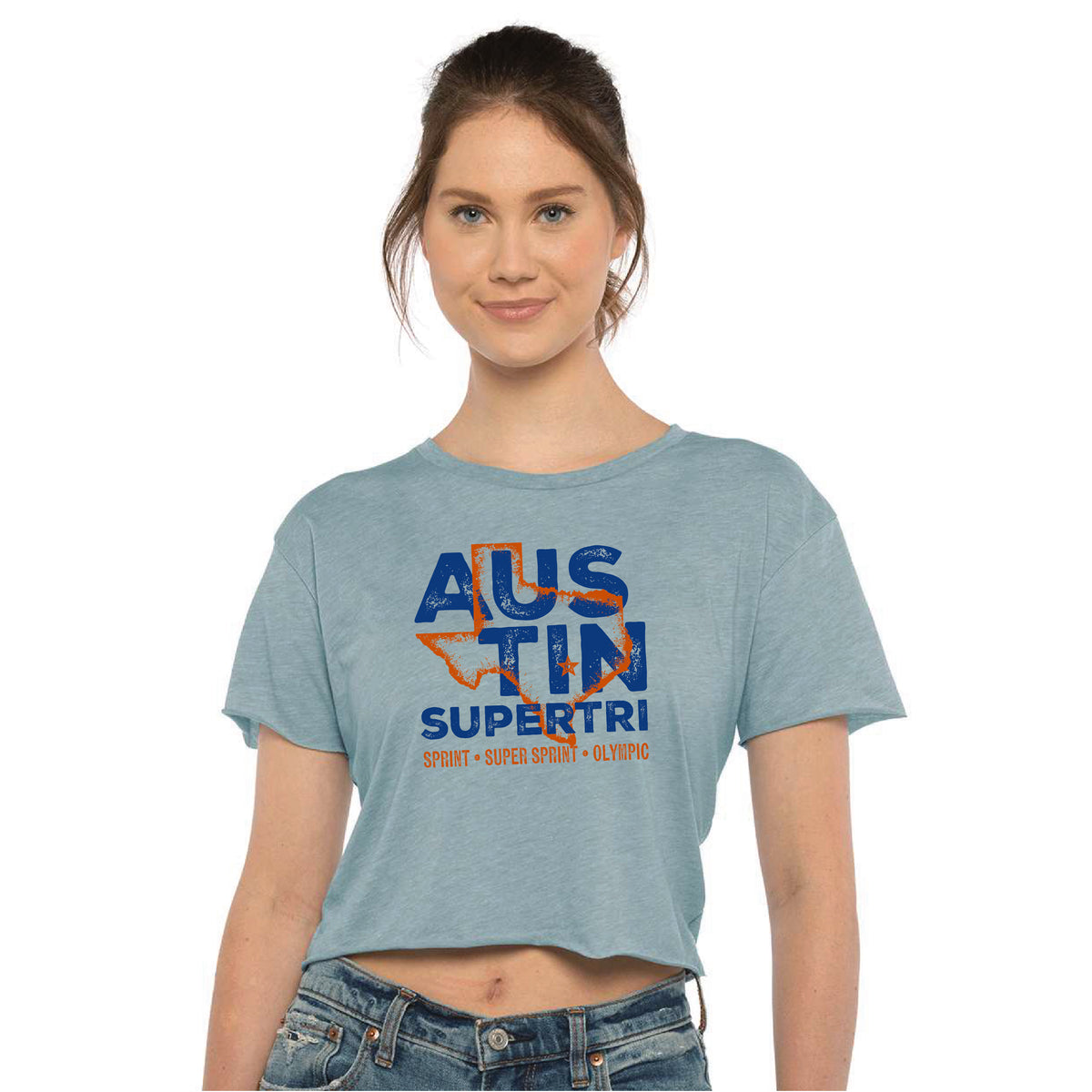 Austin Women's Crop Tee -Stonewash Denim- State