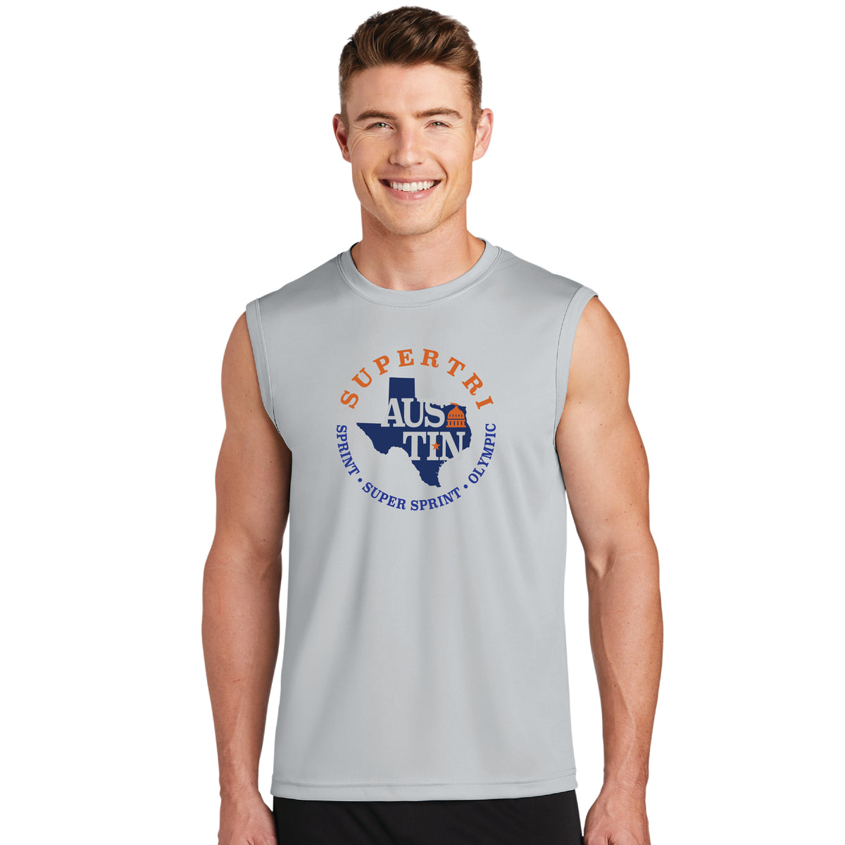 Austin Men's Muscle Tech Tank -Silver- 2026 Names