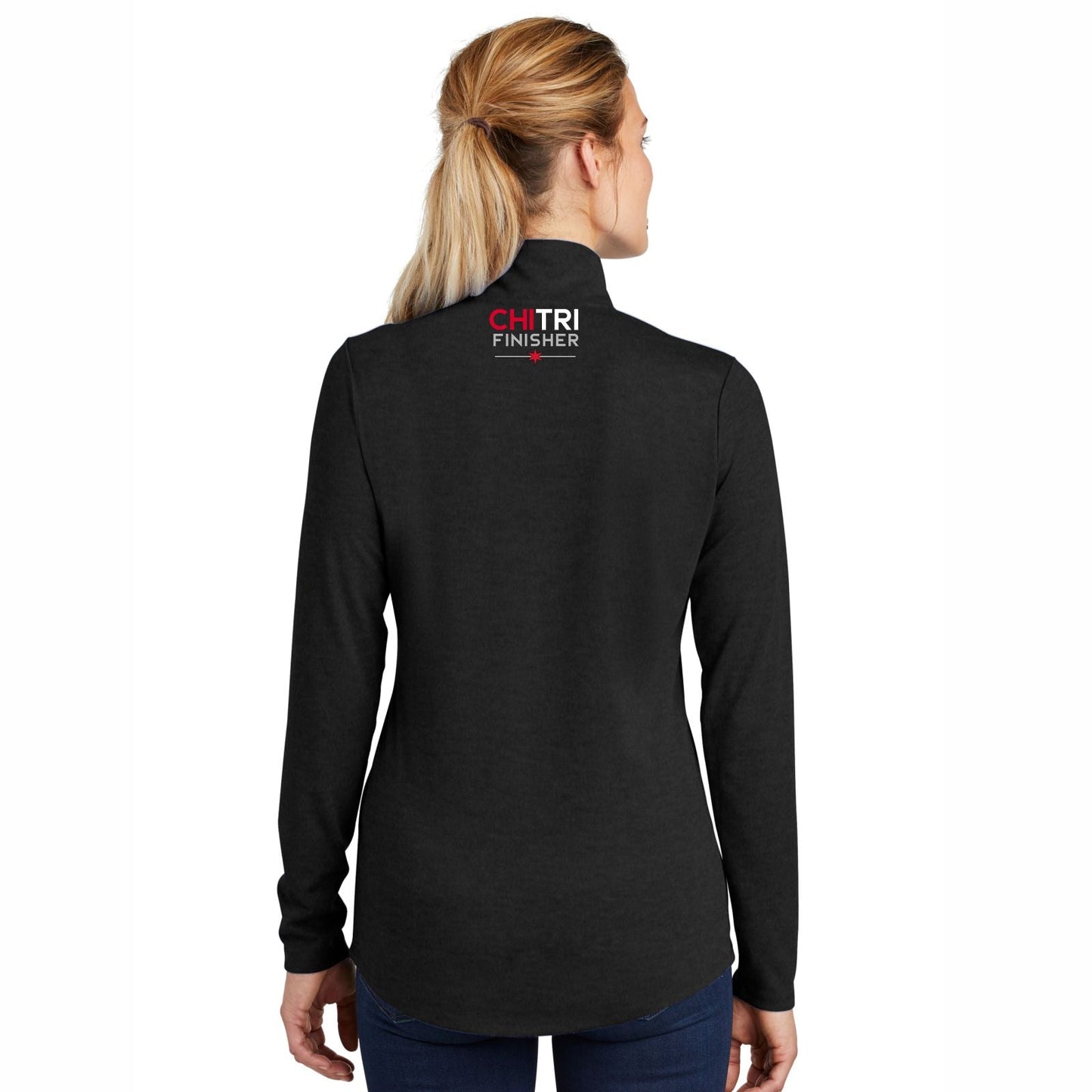 CHI TRI Women's Tech Triblend 1/4 Zip - Black Triad - 2022 Finisher Embroidery