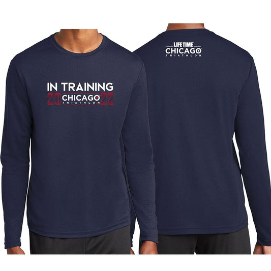 CHI TRI '2022 In Training' Design Youth LS Tech Tee - Navy