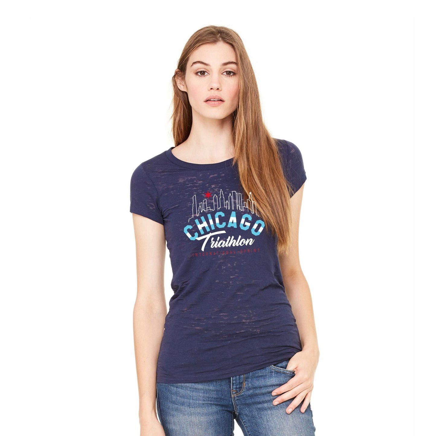 CHI TRI Women's Burnout Tee - Navy - Arch