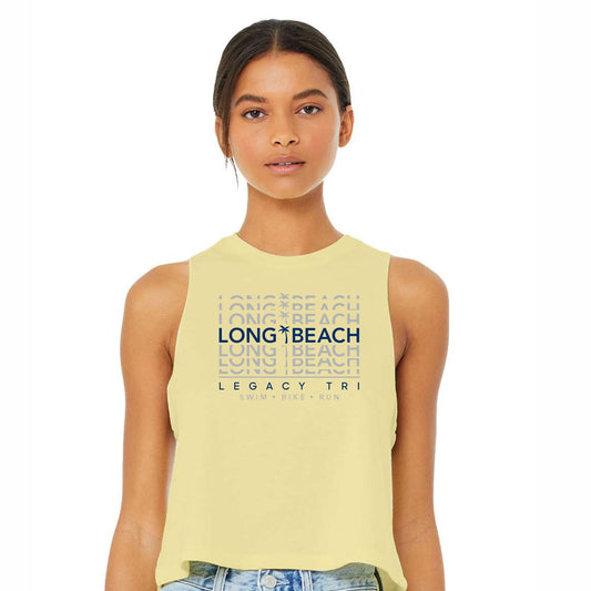 LBLT Women's Crop Racerback Tank -Vanilla- Repeat