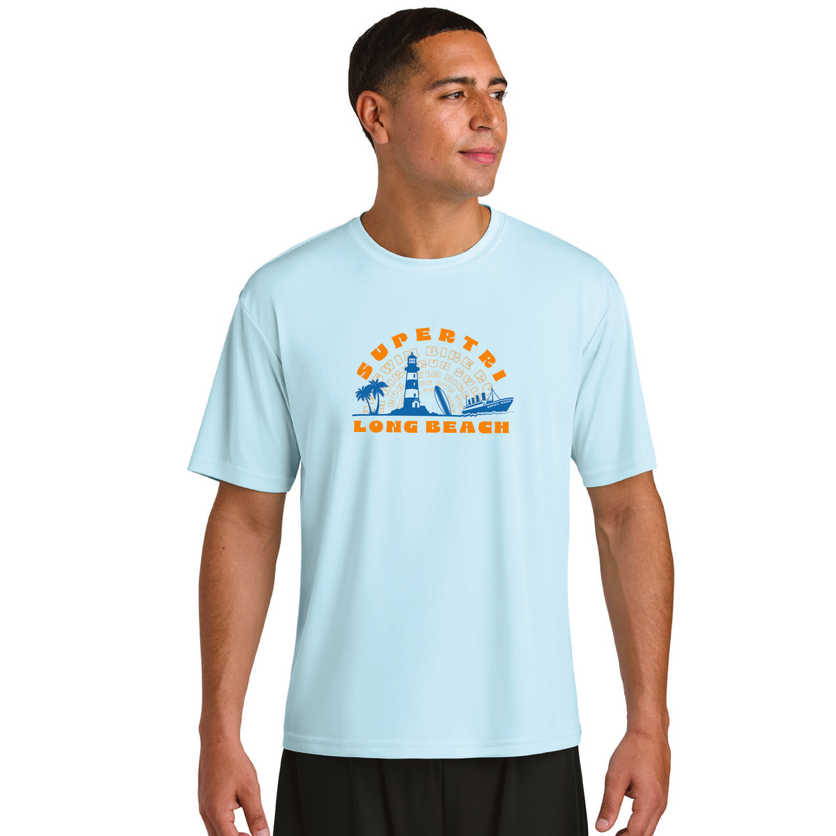 LB Men's Tech UPF44+ Tee -Light Blue- Arch