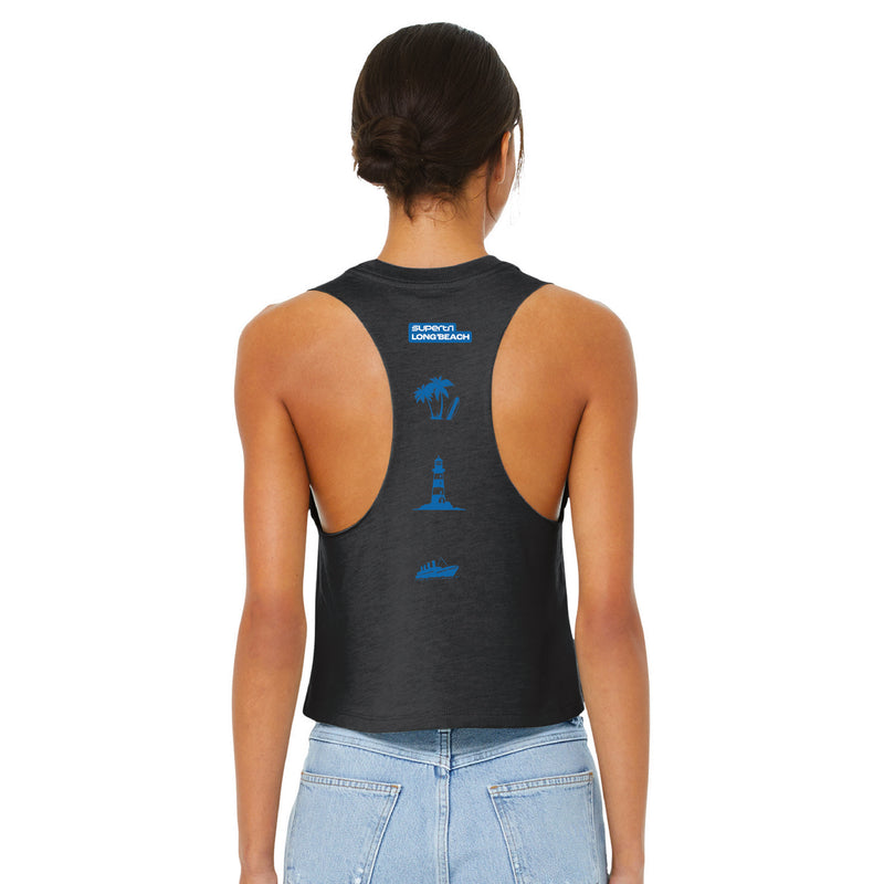 LB Women's Crop Tank -Dark Grey Heather- Arch