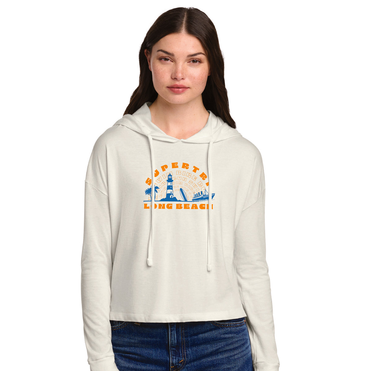 LB Women's LS Midi Hooded Tee -Natural- Arch