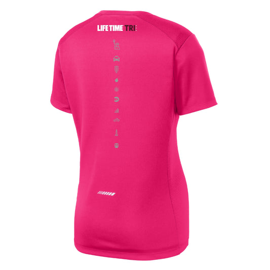 Women's SS Tech Tee -Pink Raspberry- WordCloud