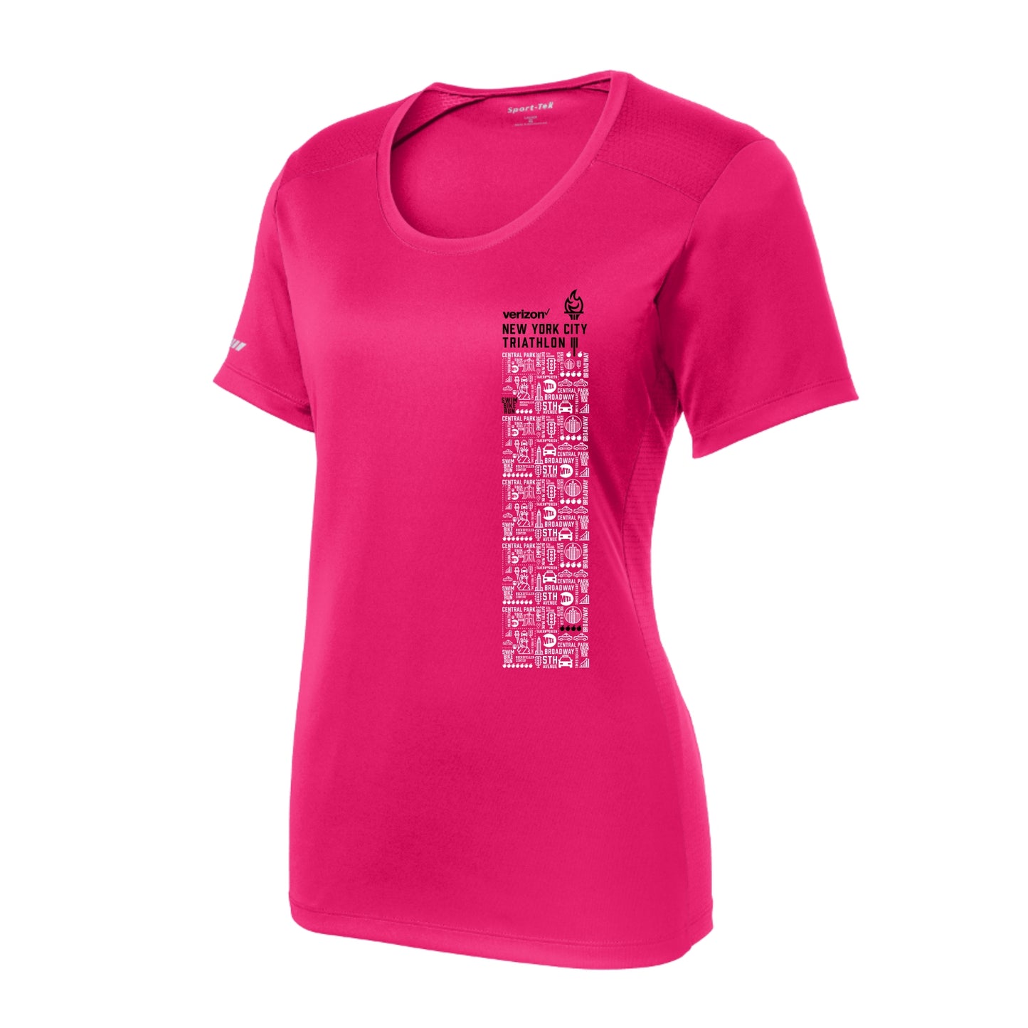 Women's SS Tech Tee -Pink Raspberry- WordCloud