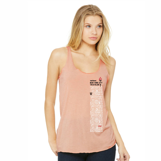 Women's Triblend Raw-Edge Tank -Peach- WordCloud