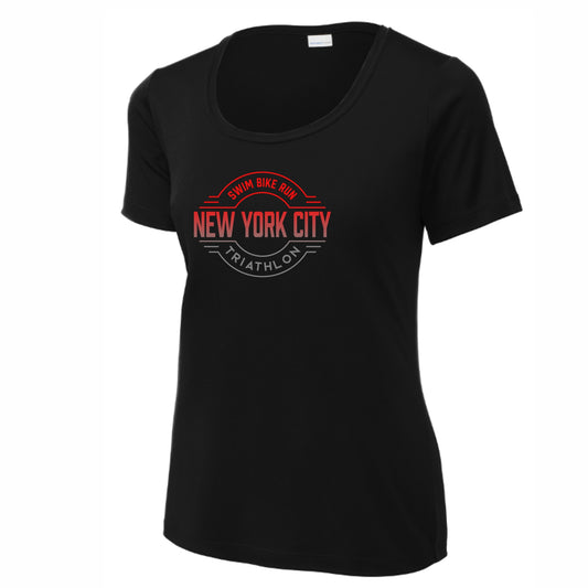 Women's SS Tech Scoop-Neck Tee - Black - Fade