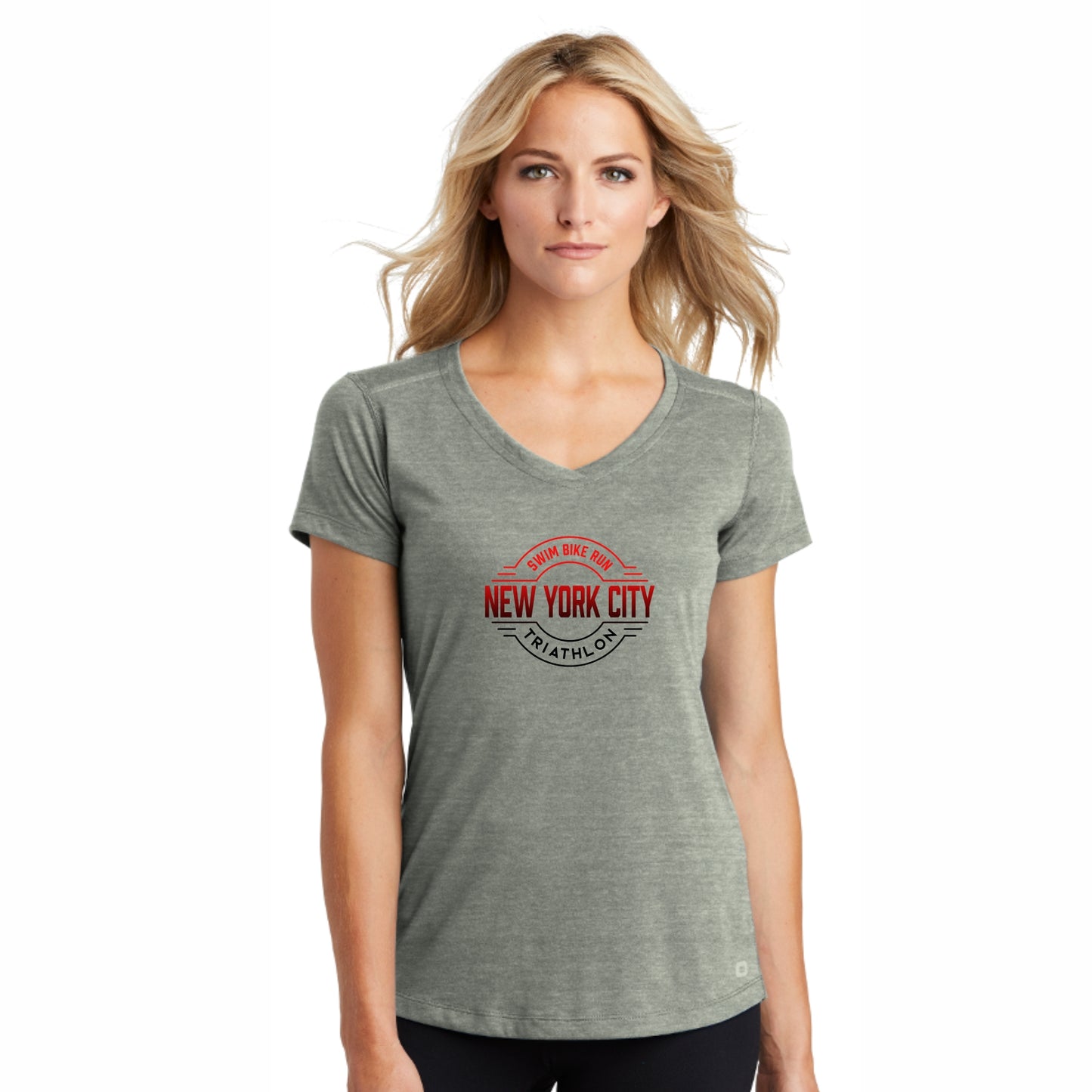 Women's SS OGIO V-Neck Tee - Gear Grey Heather - Fade