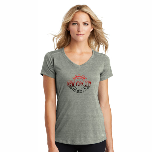 Women's SS OGIO V-Neck Tee - Gear Grey Heather - Fade