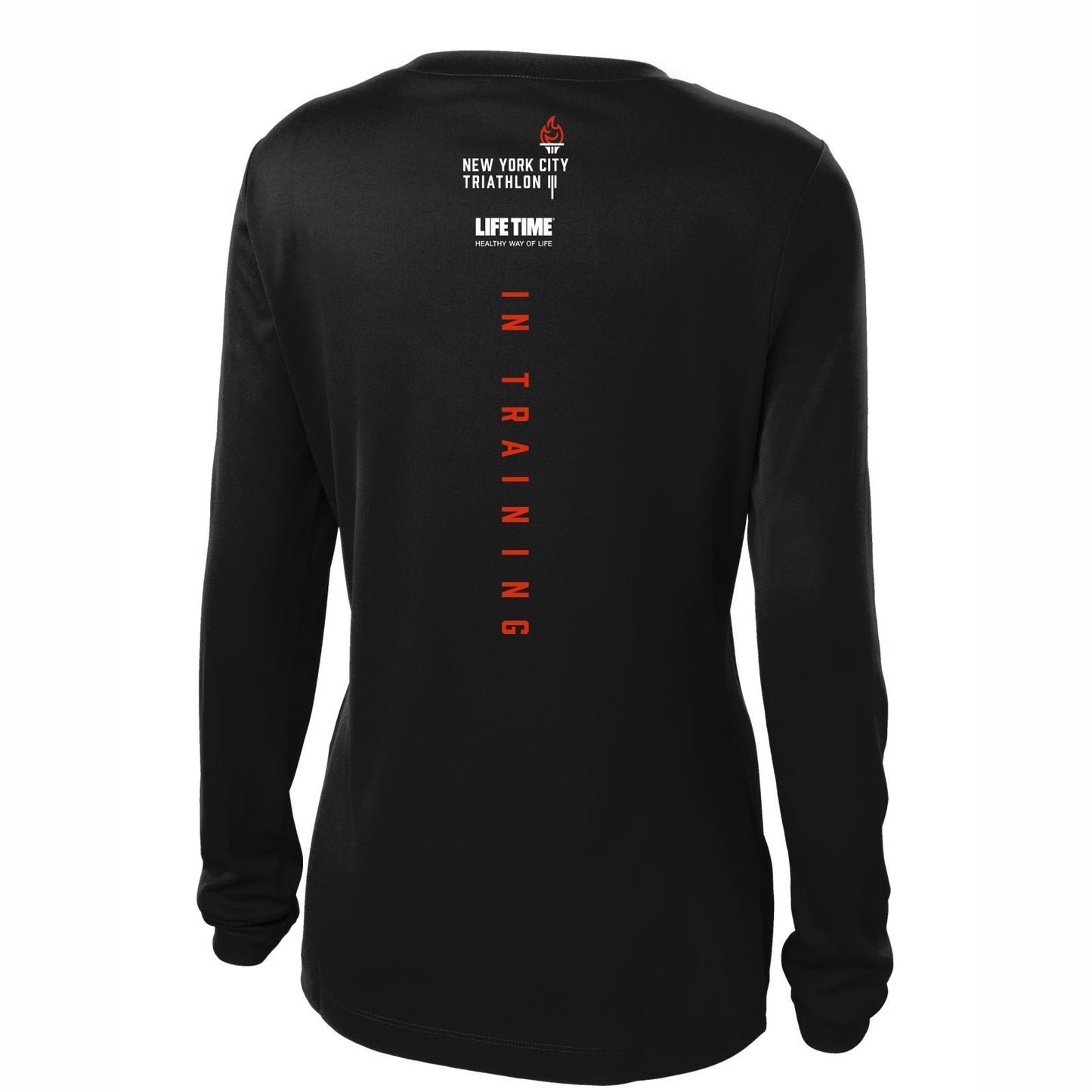 Women's LS Tech V-Neck Tee - Black 'In Training 2019 Design' - NYC Tri