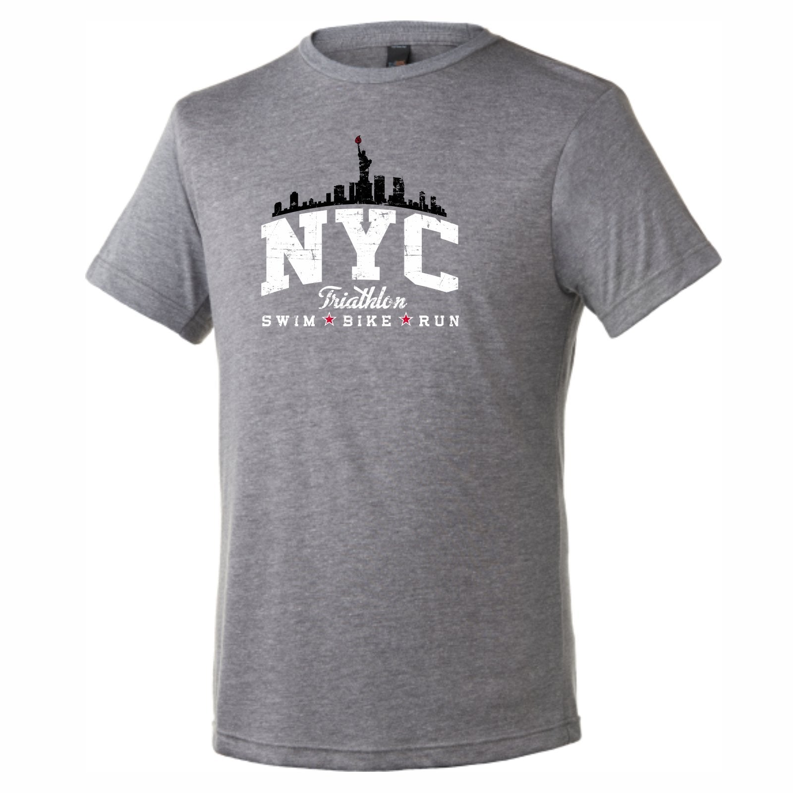 Men's SS Triblend Tee - Heather Grey 'Arch Design' - NYC Tri