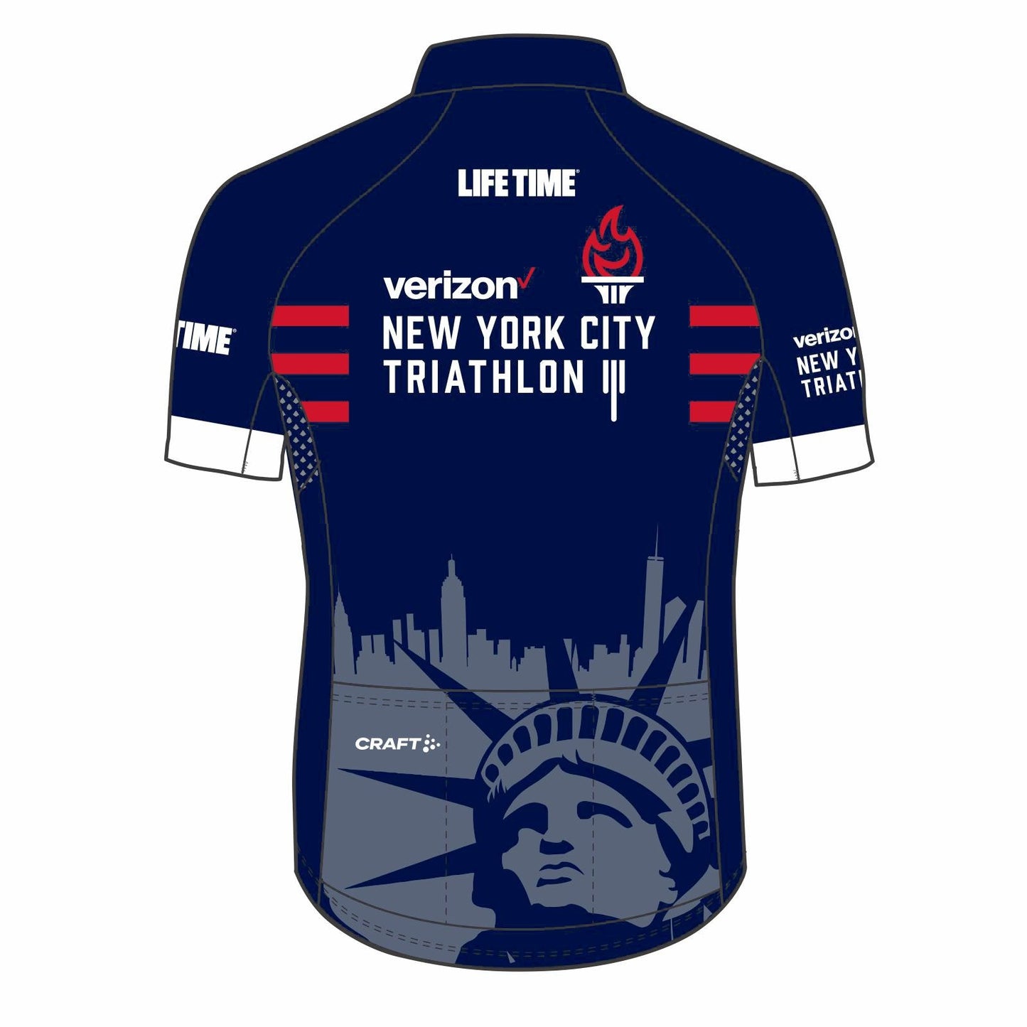 Men's 3-Pocket PBC 2.0 Full Zip Jersey - Navy 'Torch Design' - NYC Tri