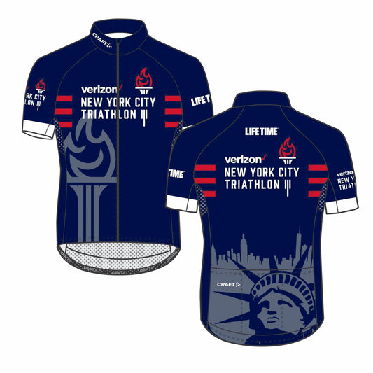 Men's 3-Pocket PBC 2.0 Full Zip Jersey - Navy 'Torch Design' - NYC Tri