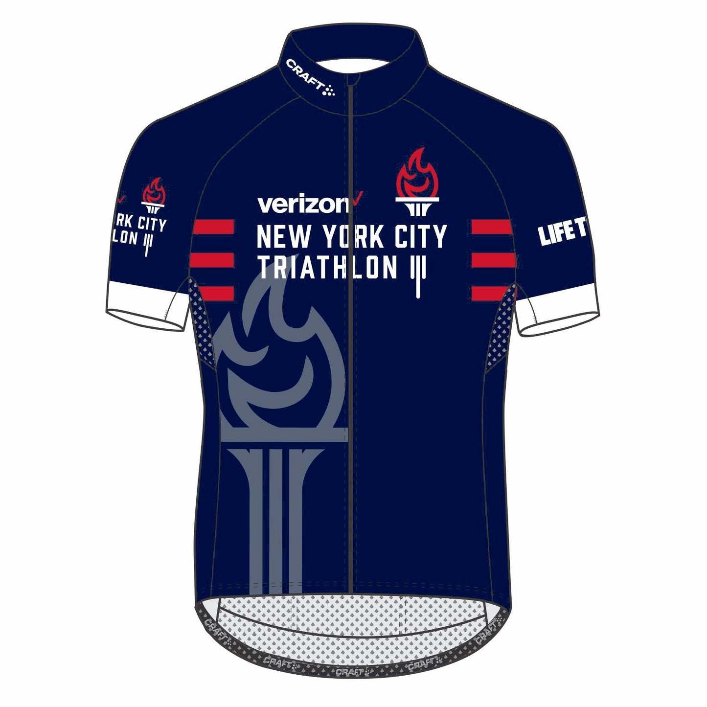 Men's 3-Pocket PBC 2.0 Full Zip Jersey - Navy 'Torch Design' - NYC Tri