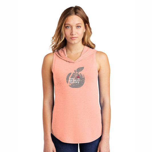 Women's Triblend Sleeveless Hooded Tee - Peach - Apple