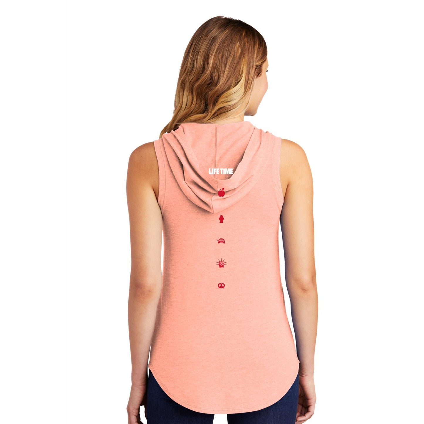 Women's Triblend Sleeveless Hooded Tee - Peach - Apple