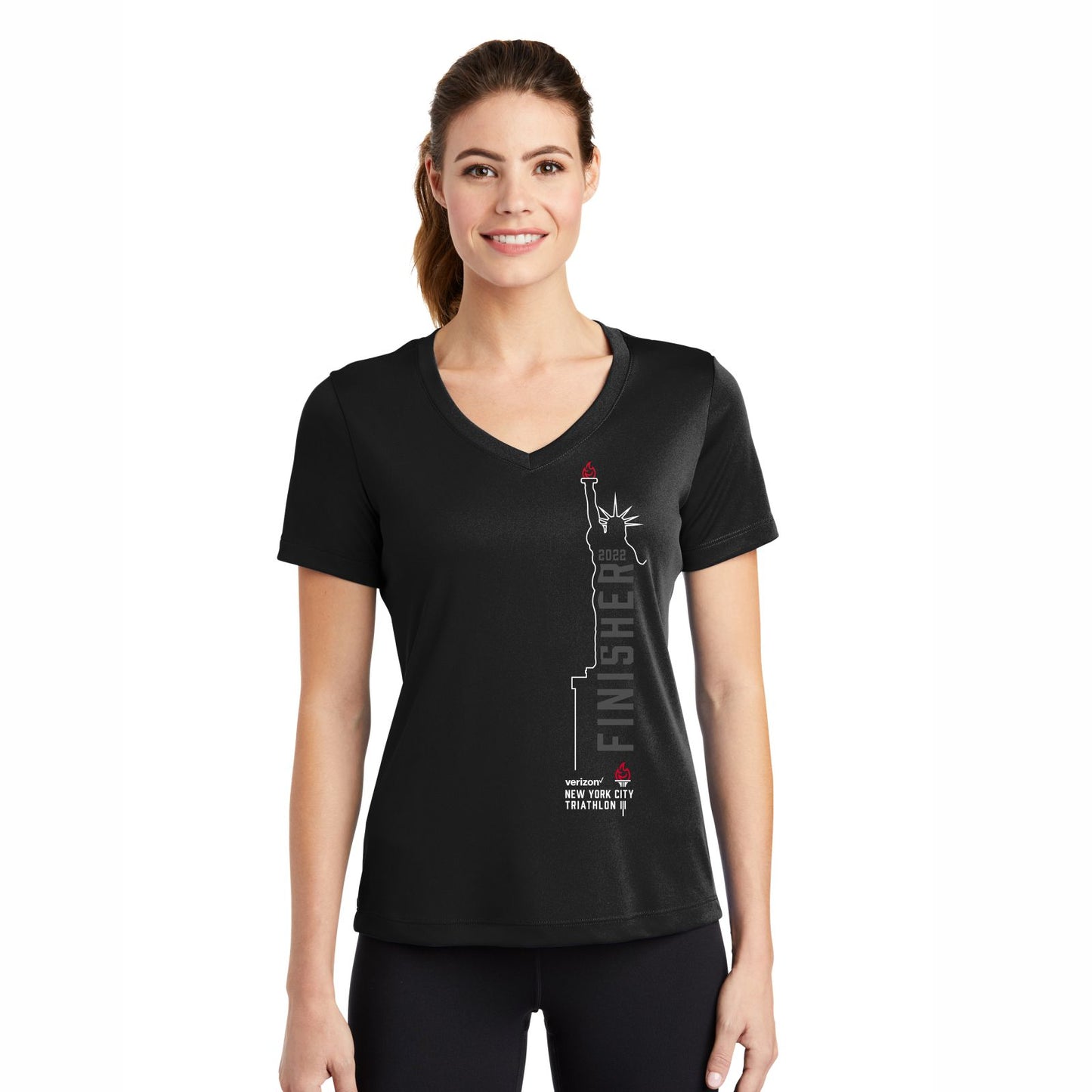 Women's Tech V-Neck Tee - Black - Names Finisher 2022