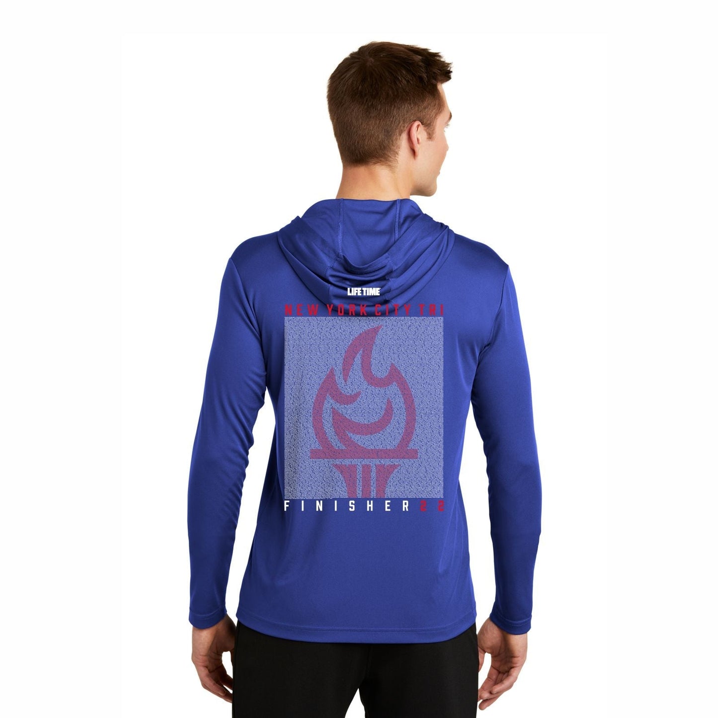 Men's LS Tech Hooded Tee - Royal - Names Finisher 22