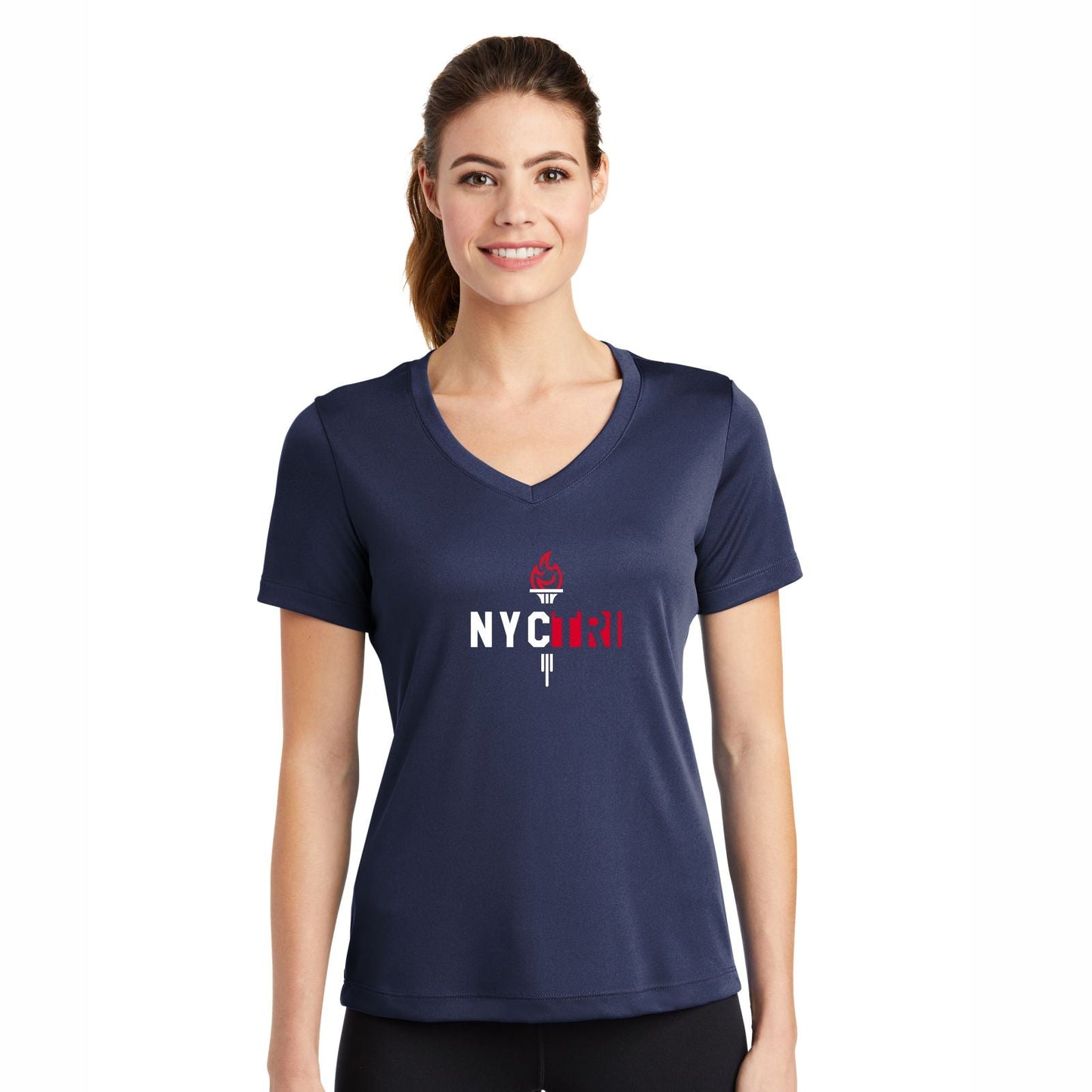 Women's Tech V-Neck Tee - Navy - Course 2022