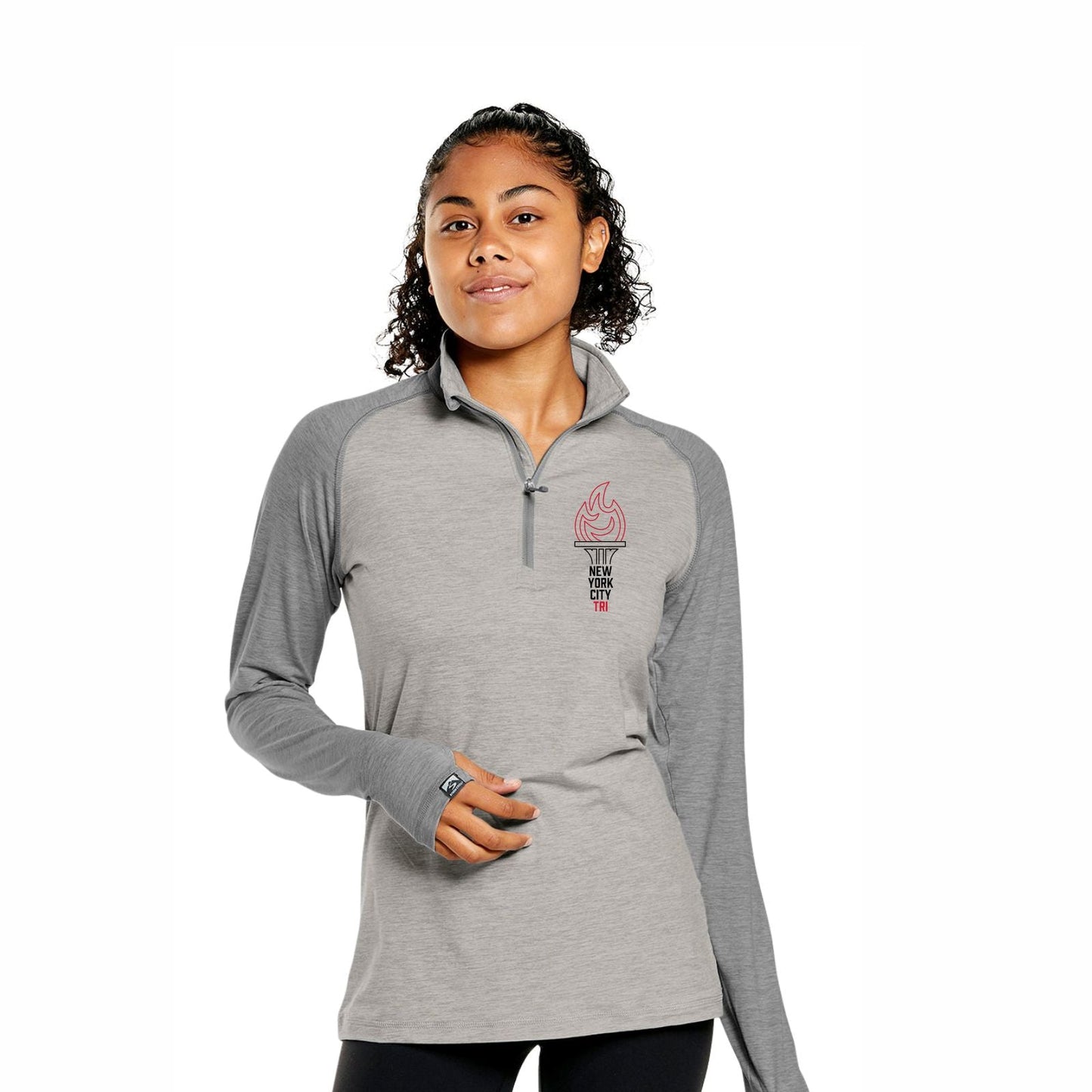 Women's Sueded Eco 1/4 Zip - Oatmeal/Lt Heather Grey - LCP