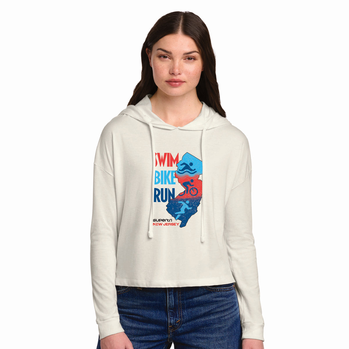 NJST Women's LS Midi Hooded Tee -Natural- State