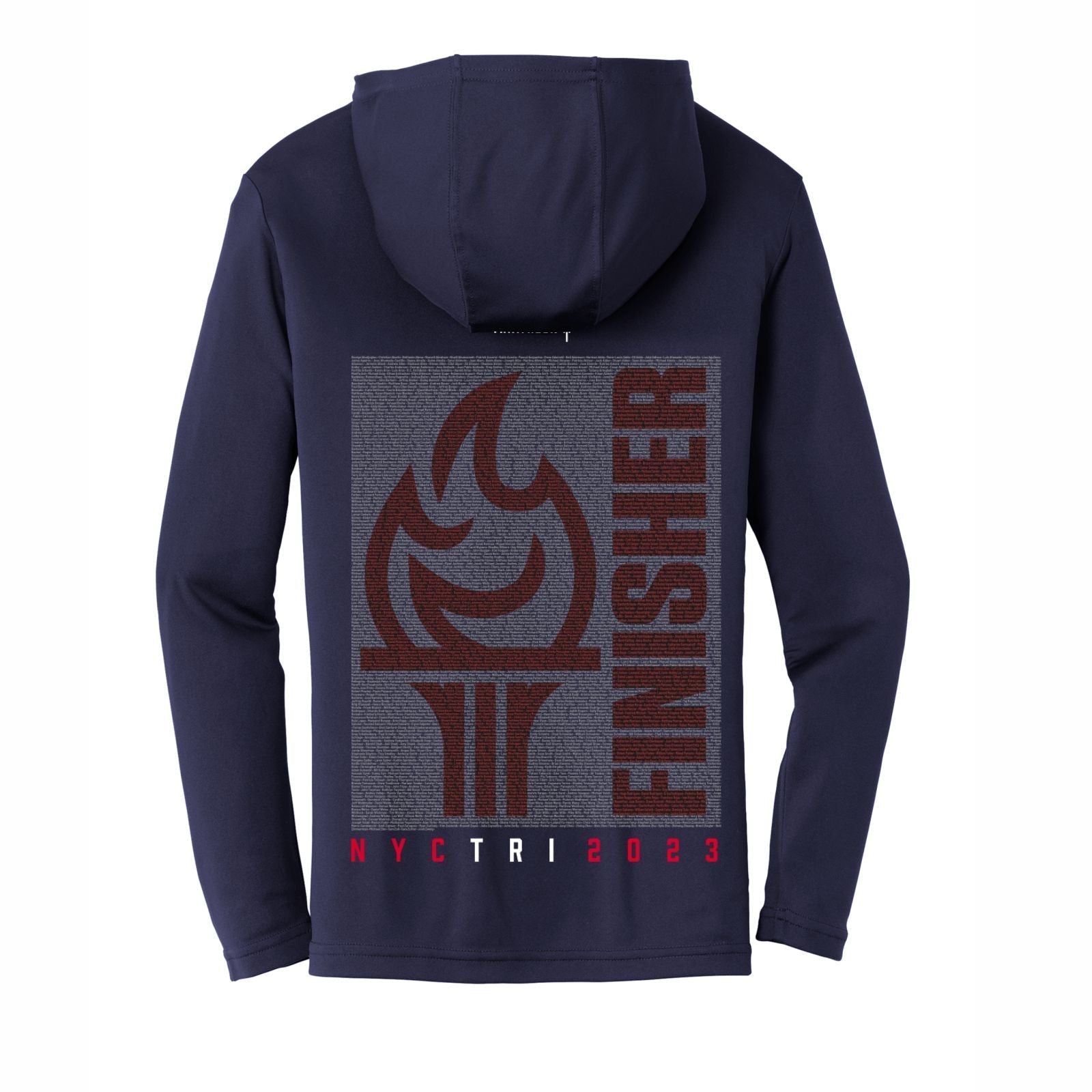 NYC Tri Unisex LS Tech Hoody Tee -Navy- 2023 Names